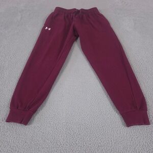 Under Armour Joggers Mens Medium Maroon UA Rival Fleece Cotton Blend Tapered Leg